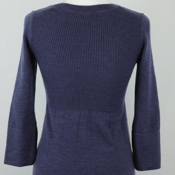 Boden Women's Size 8 Blue Tight Knit Scoop Neck 3/4 Sleeve Mini Sweater Dress - Picture 4 of 6